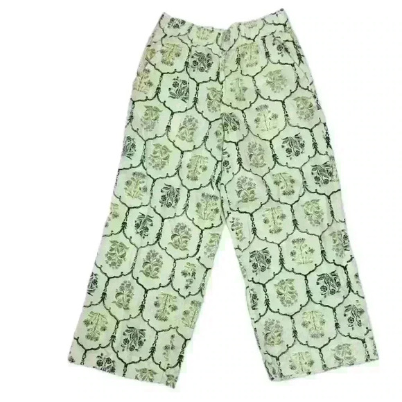 Rachel Zoe Green Floral Linen Pants for Women - Picture 1 of 7